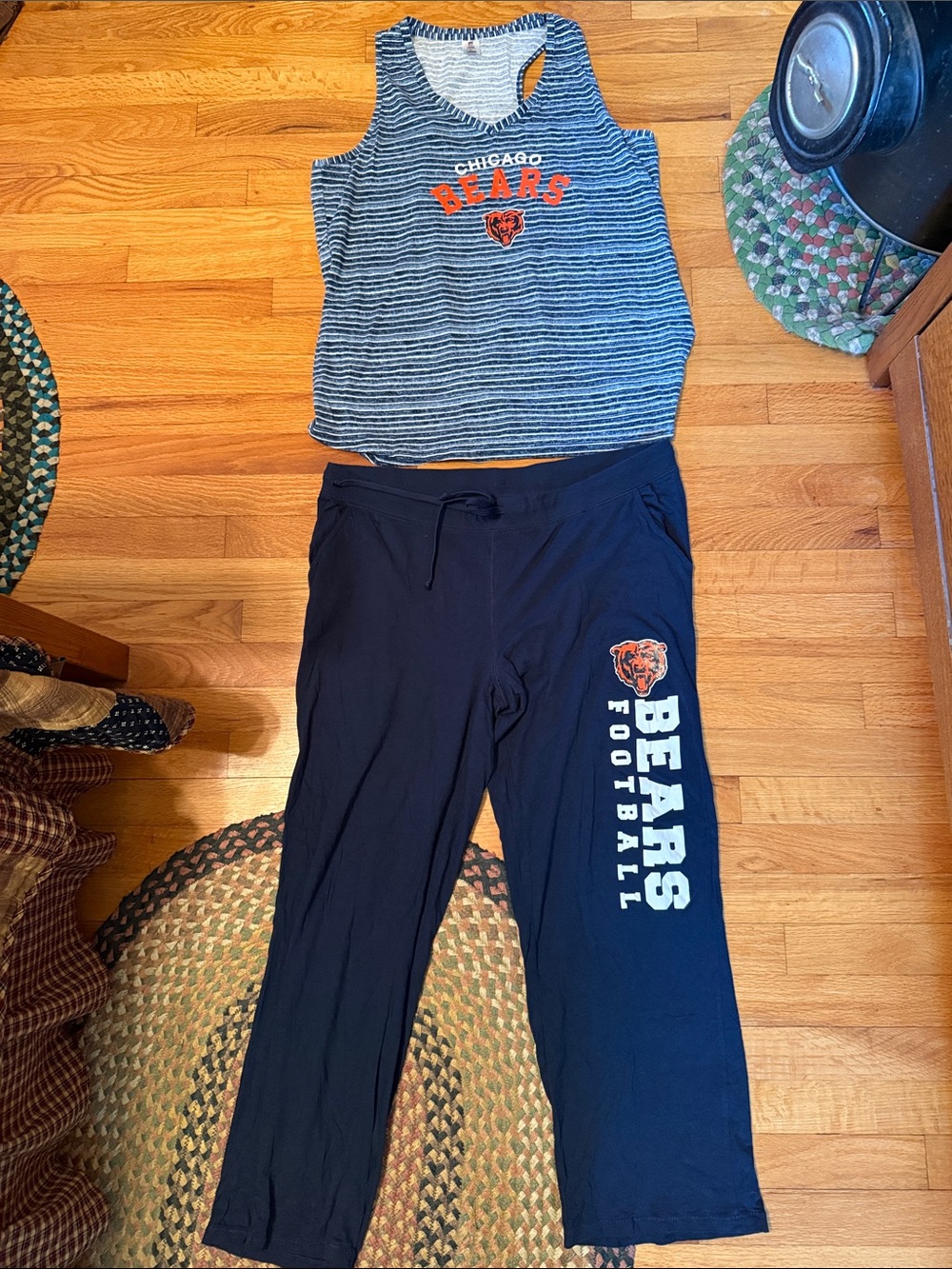 NFL Chicago Bears Navy & White Striped Tank with Navy Joggers
